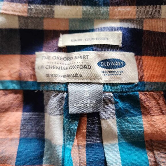 Old Navy cotton linen plaid button down shirt - Picture 5 of 9